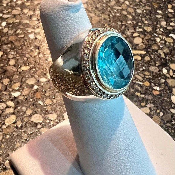 David Yurman Blue Topaz Gold, Diamond, Sterling Silver 925 - Picture 3 of 13
